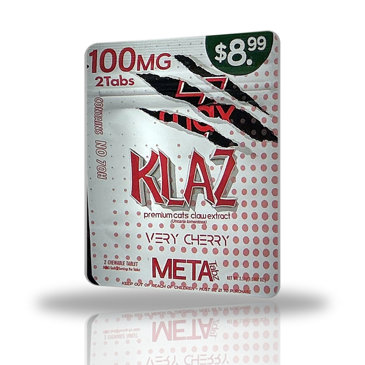 Meta Tabz Klaz 100MG cat's claw chewable tablets 2ct pouch — Very Cherry