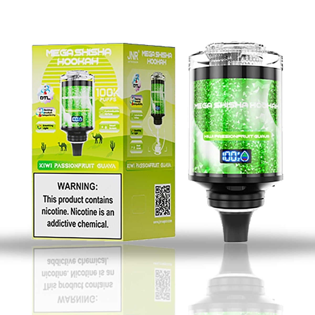 JNR Mega Shisha Hookah 100K Disposable Hookah Vape — Kiwi Passionfruit Guava
