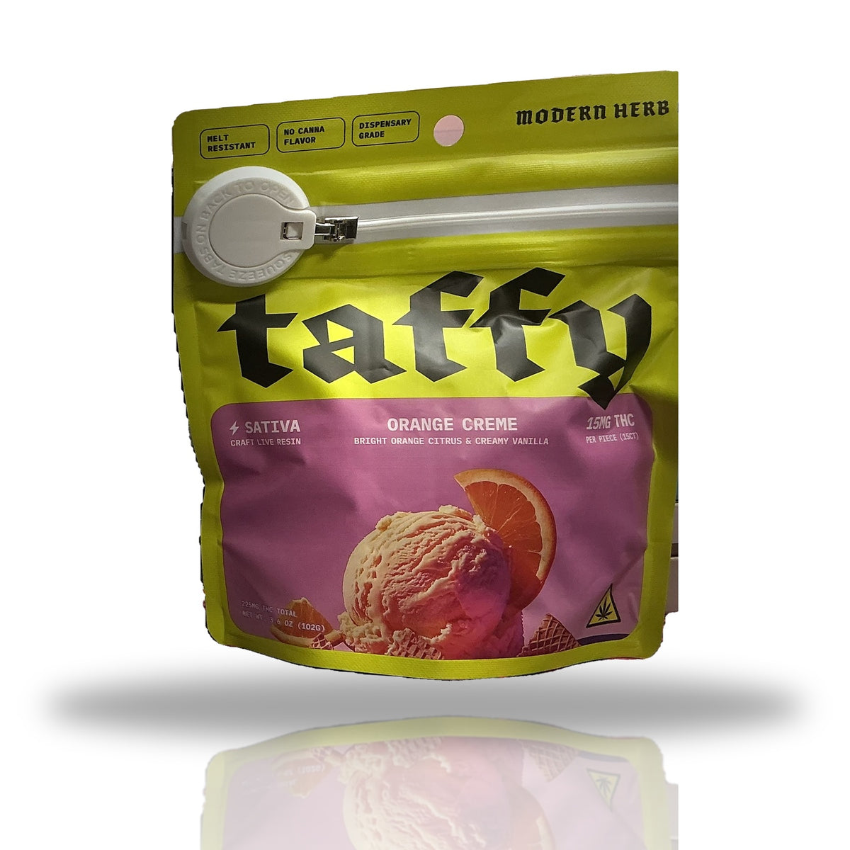 Modern Herb Co live resin THC taffy 15ct bag — Orange Creme (Sativa)