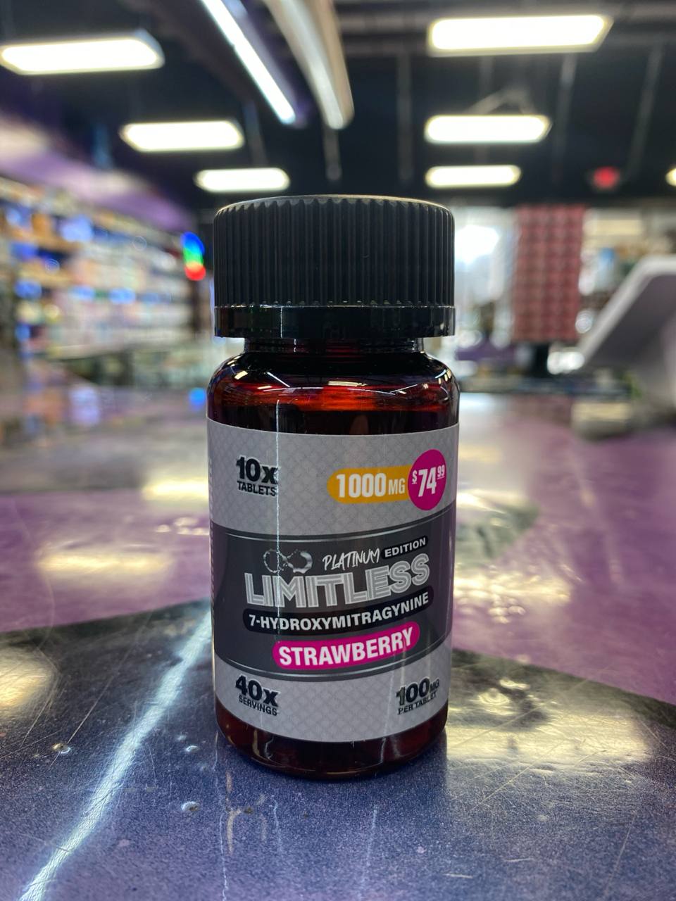 Limitless Platinum Edition 7-Hydroxymitragynine 1000mg (10x Tablets) - Close-Up View