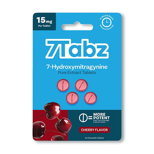 7Tabz 7-Hydroxymitragynine Kratom Extract Tablets (4x15MG) - label and ingredients