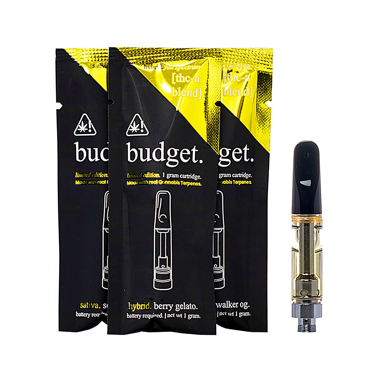 Budget THC-A Blend 1 Gram Carts - Front View