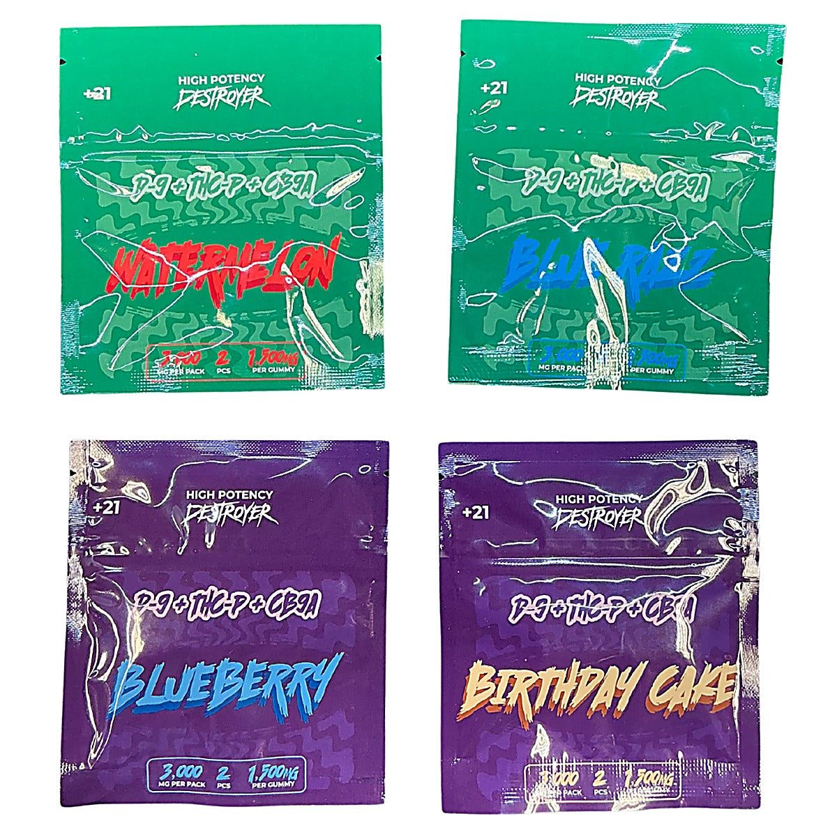 Destroyer High Potency D9+THCP+CB9A Gummies 2x1,500MG (3,000MG Total) - Main Image