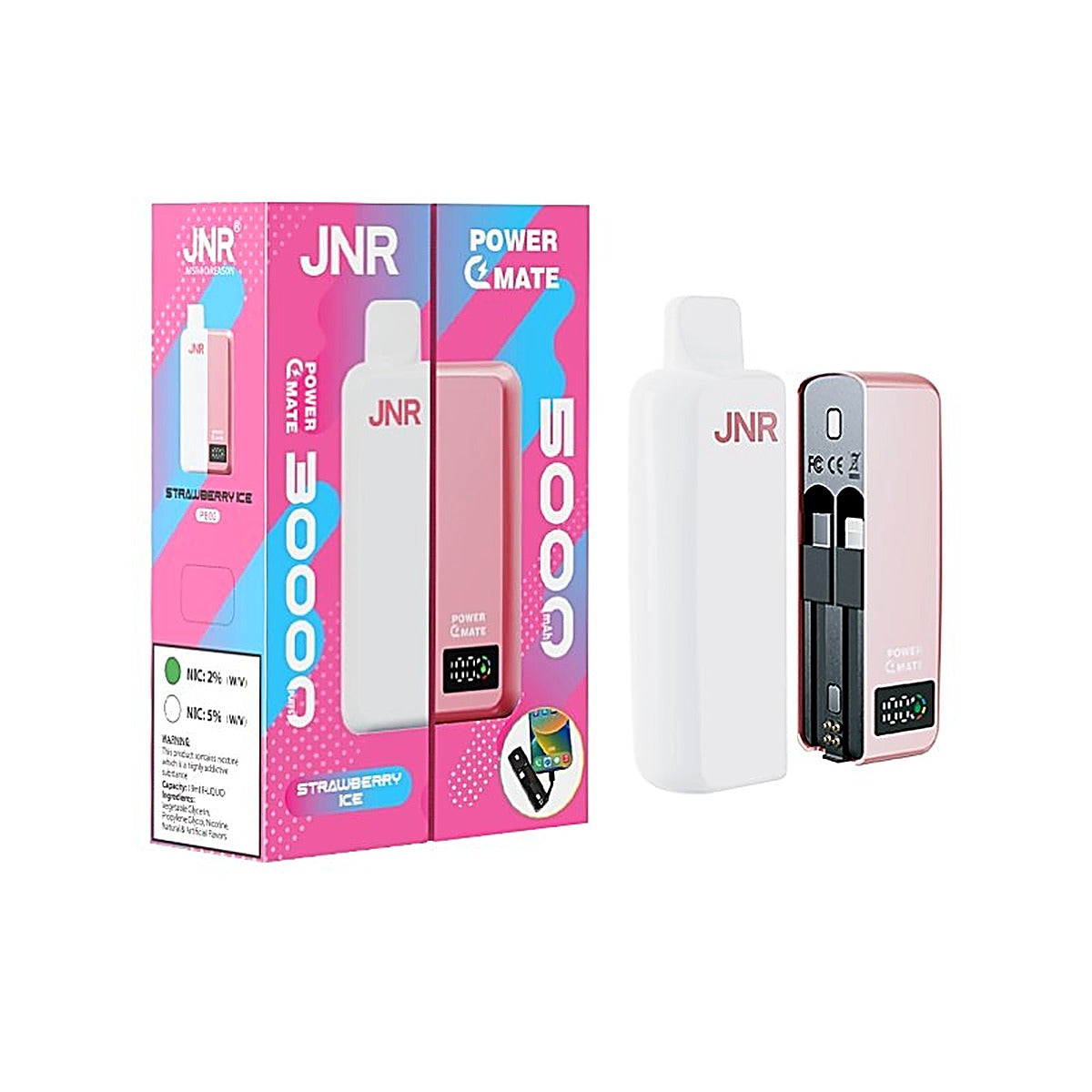 JNR PowerMate 30K Puffs + Portable Charger - Close-Up View