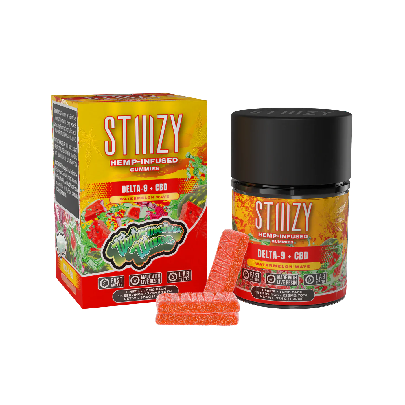 Stiiizy Delta 8 Hemp-Infused Gummies 15 MG Per Gummy(15 Count)