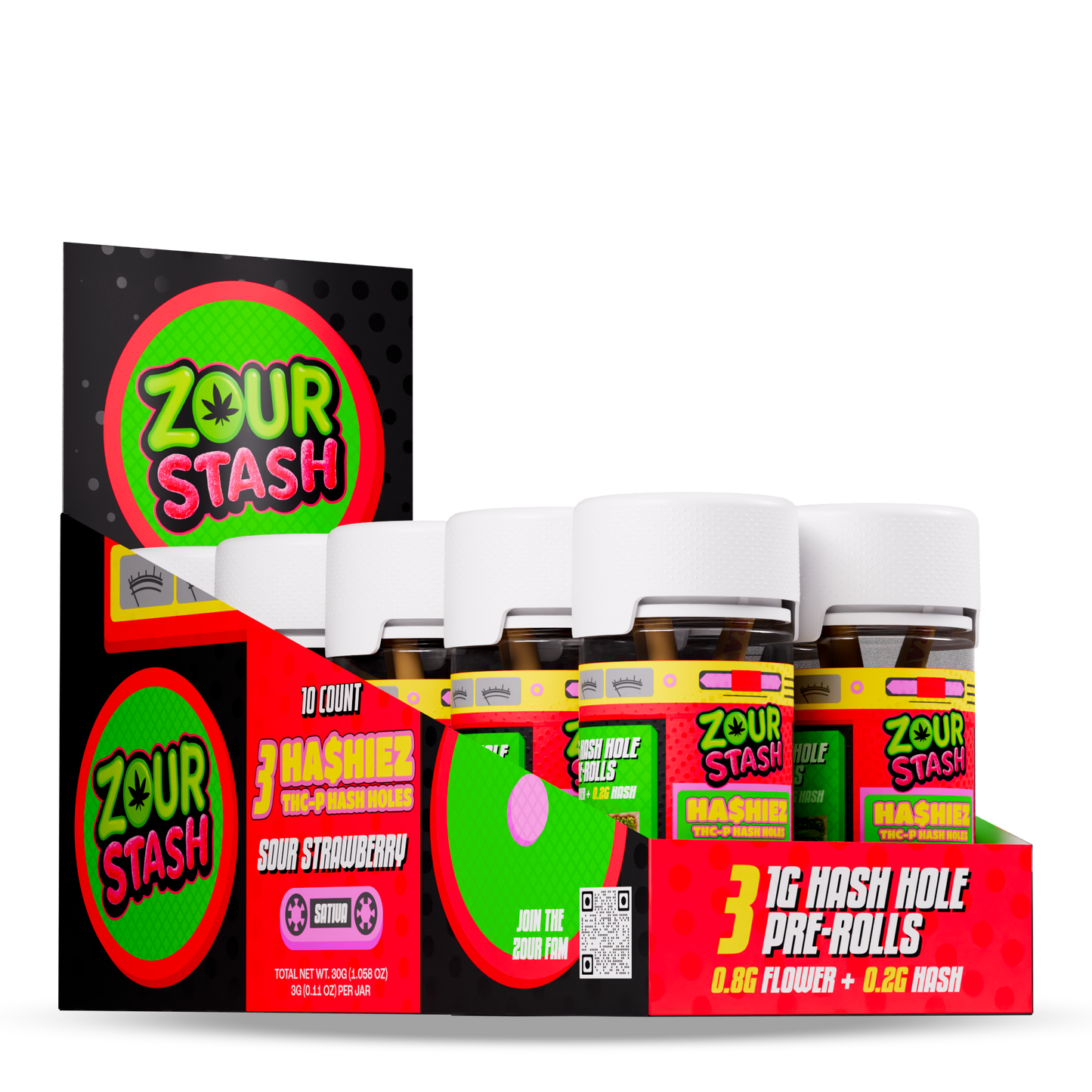 Zour Stash Ha$hiez (3ct / 1g THC-P Mini Hash Hole Prerolls)