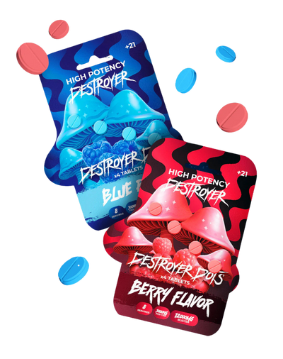 High Potency Destroyer Dots Mushroom Blend 4 Tablets x 3,000MG (12,000 MG Total) - Main Image