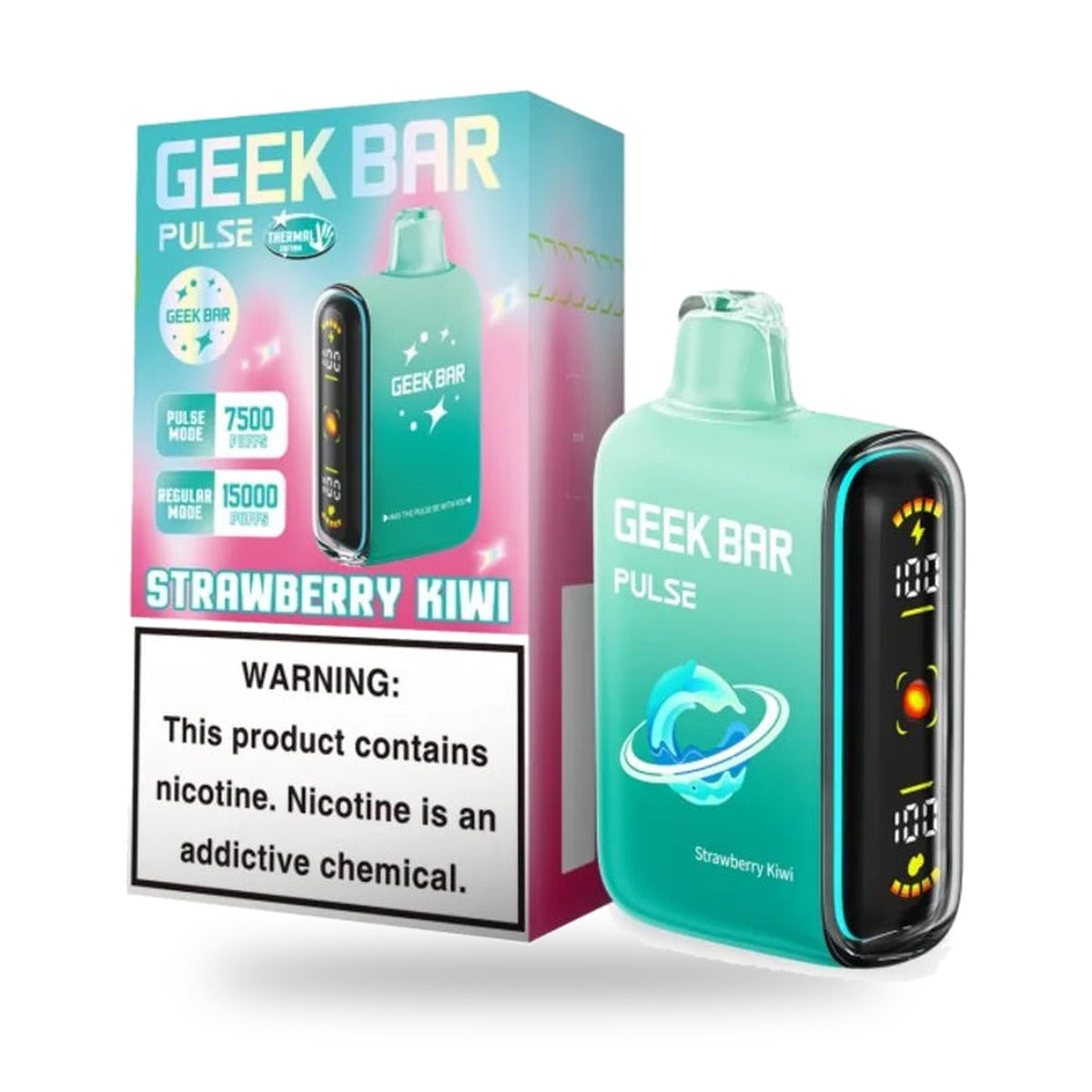 Strawberry Kiwi — box & device — Geek Bar Pulse 15000 Puffs