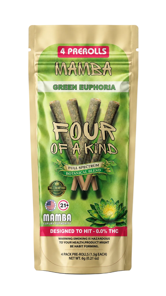 Mamba Four Of A Kind Green Euphoria botanical pre-rolls 4ct pouch