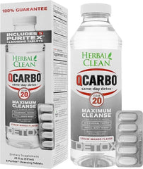 Herbal Clean QCarbo Same Day Detox + 5 Puritex Cleansing Tablets