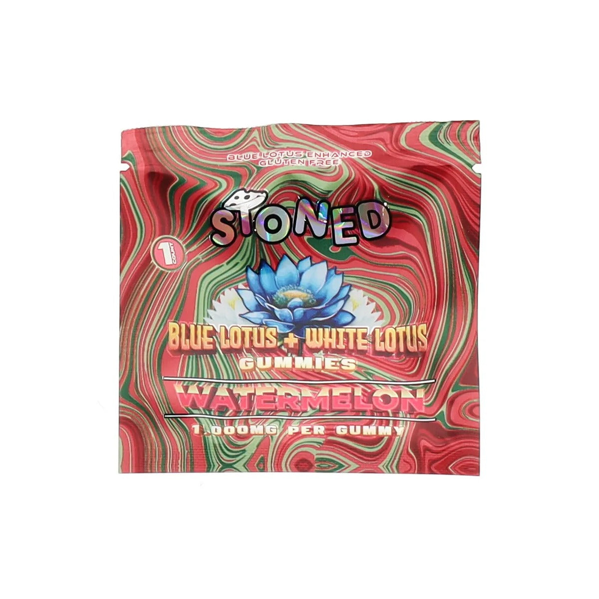 Stoned Blue Lotus + White Lotus Gummies 1ct bag, Watermelon