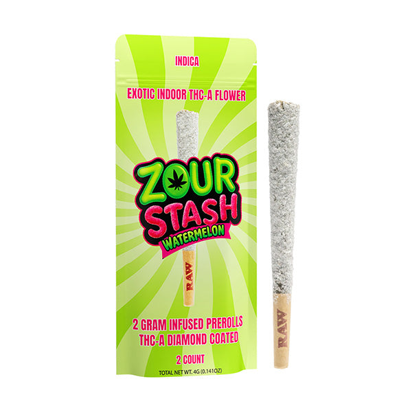 Zour Stash THC-A Diamond Coated 2 Gram Infused Prerolls(2 Count)