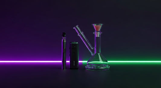 Dab pen and dab rig side by side for THC-A concentrates comparison