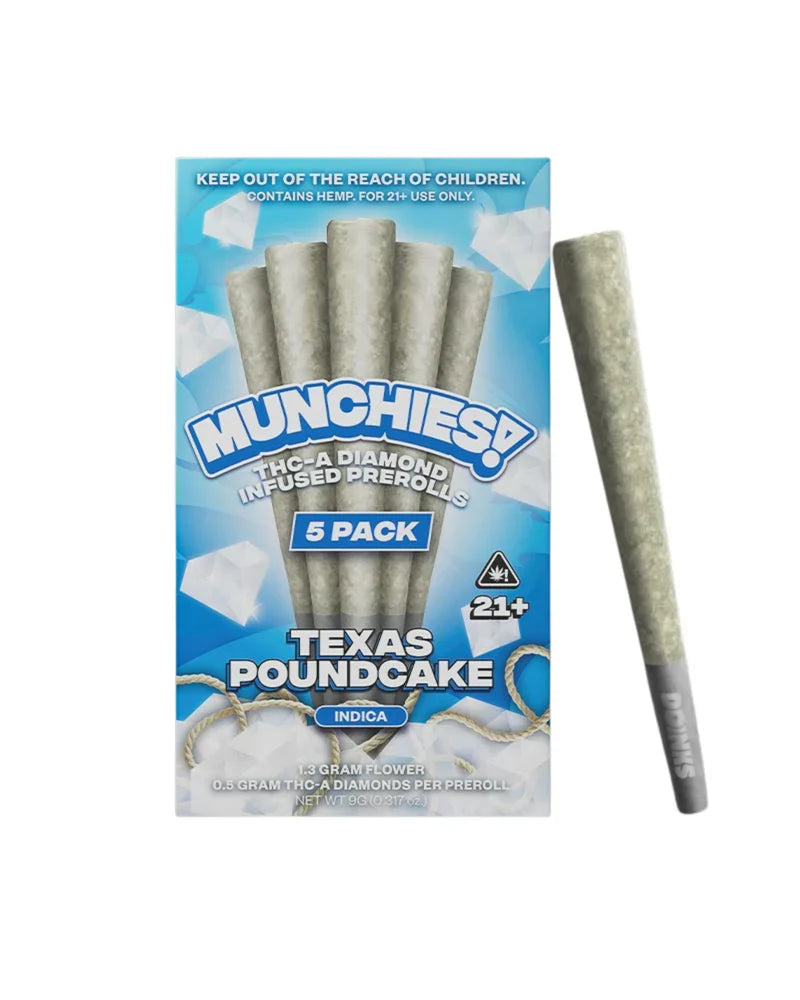 Munchies THC-A Diamond Infused Prerolls 5 Pack(5g)
