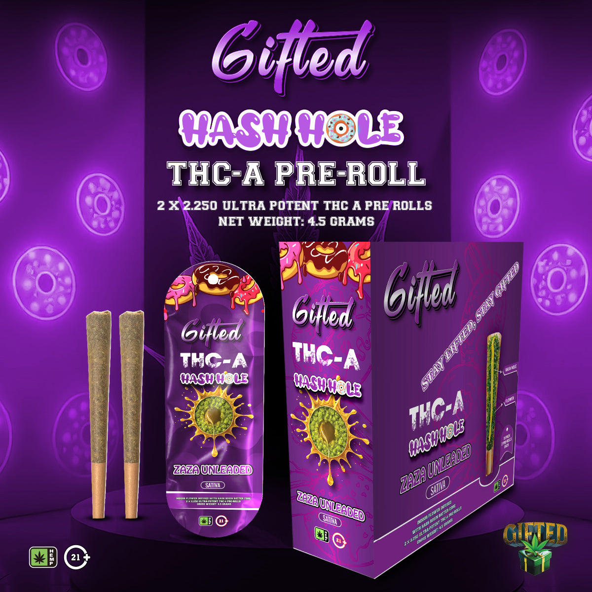 Gifted Hash Hole THC-A Pre-Roll 2x2.25 Prerolls