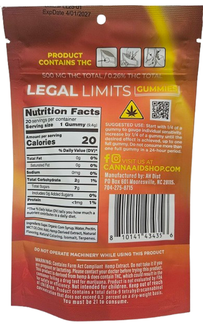 CannaAid Legal Limits Delta 9 Gummies (20pc)