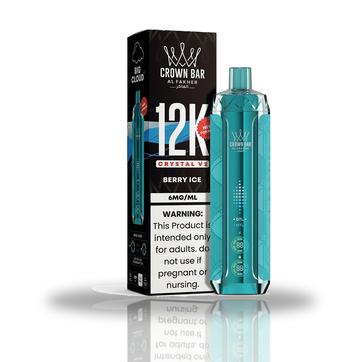 Crown Bar Al Fakher 12K Crystal V2 Disposable Vape — Berry Ice
