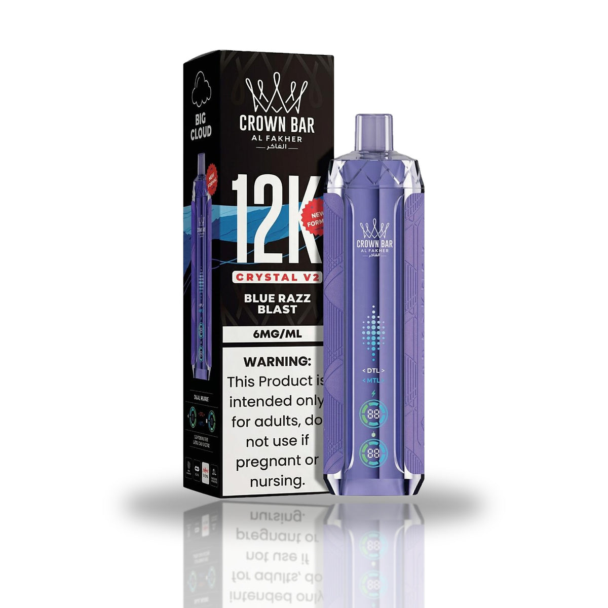 Crown Bar Al Fakher 12K Crystal V2 Disposable Vape — Blue Razz Blast