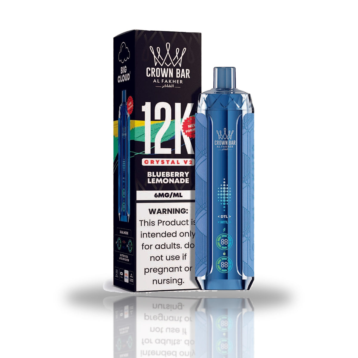 Crown Bar Al Fakher 12K Crystal V2 Disposable Vape — Blueberry Lemonade