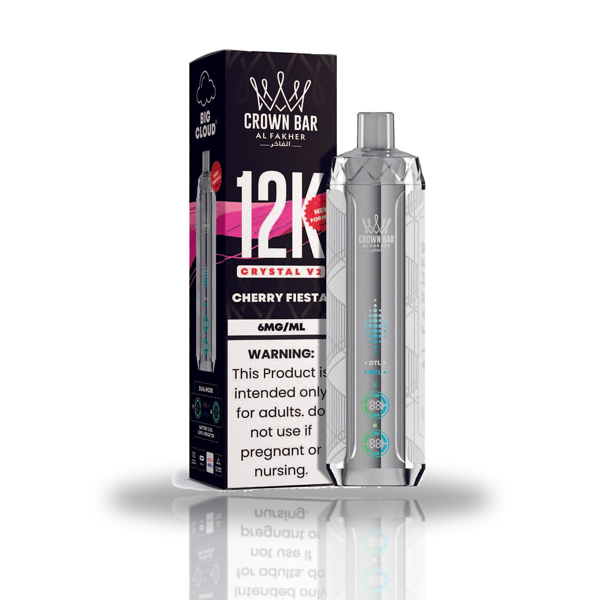 Crown Bar Al Fakher 12K Crystal V2 Disposable Vape — Cherry Fiesta