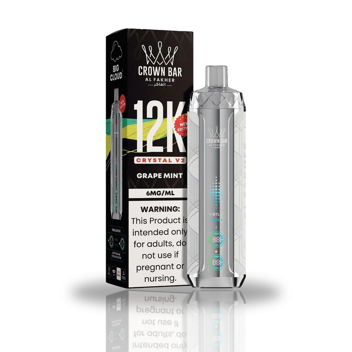 Crown Bar Al Fakher 12K Crystal V2 Disposable Vape — Grape Mint