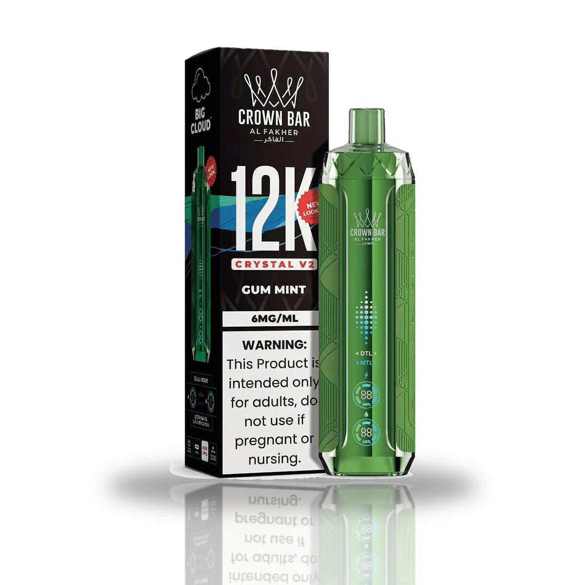 Crown Bar Al Fakher 12K Crystal V2 Disposable Vape — Gum Mint