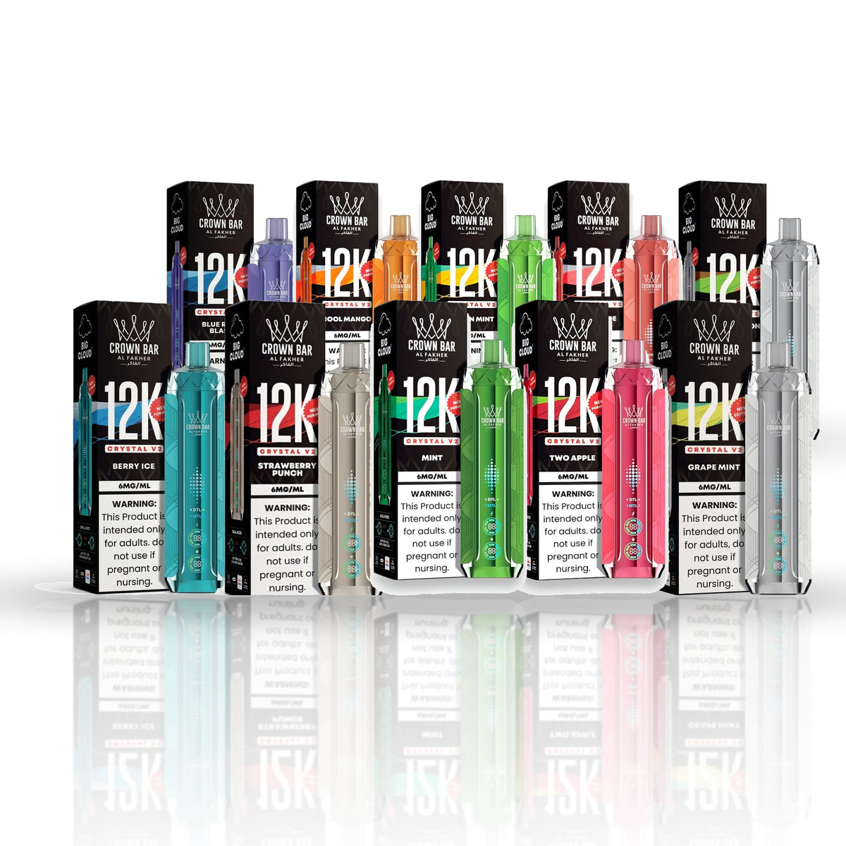 Crown Bar Al Fakher 12K Crystal V2 Disposable Vape — all flavors