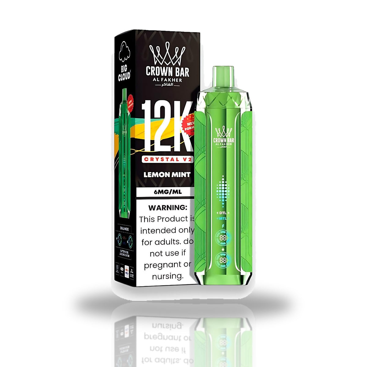 Crown Bar Al Fakher 12K Crystal V2 Disposable Vape — Lemon Mint