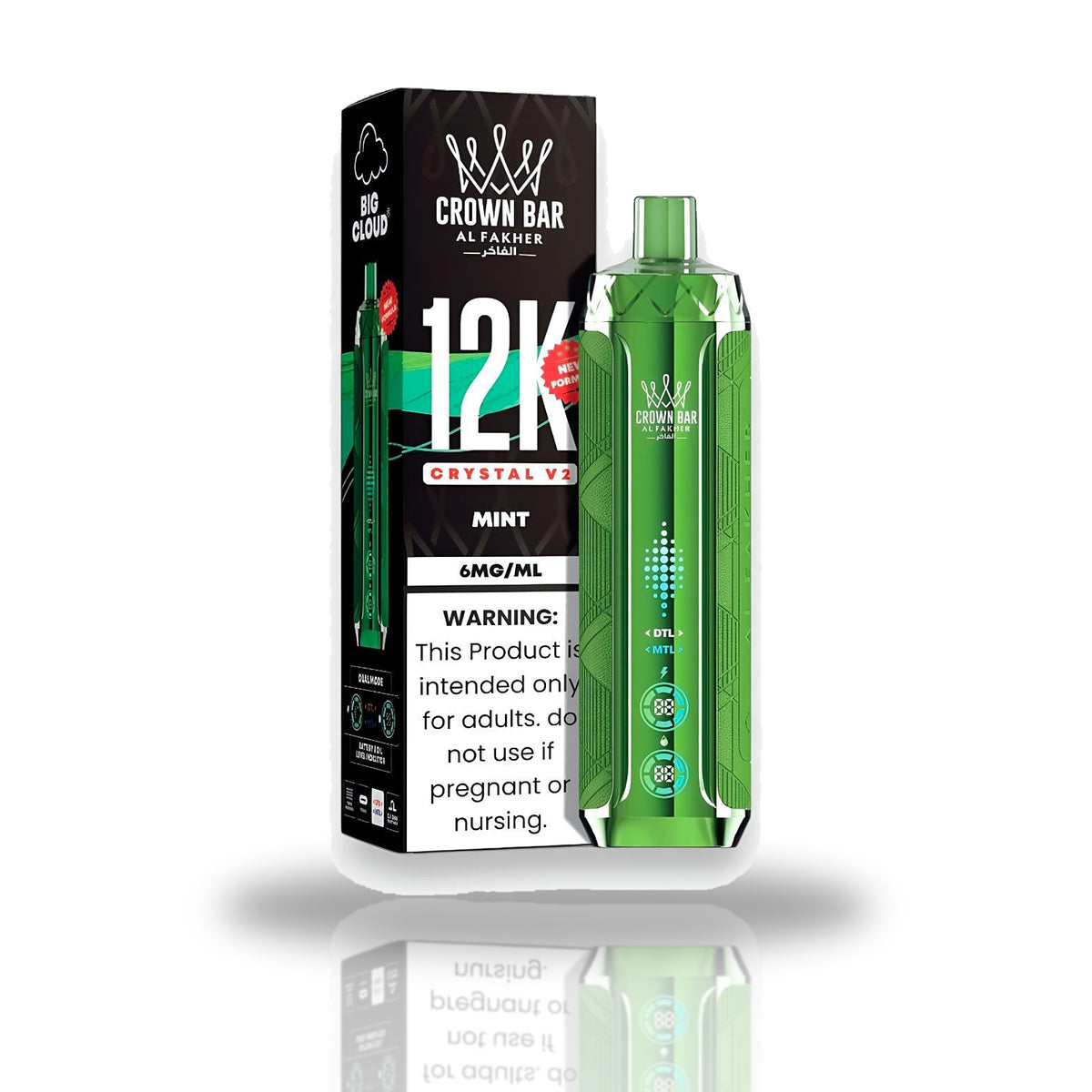 Crown Bar Al Fakher 12K Crystal V2 Disposable Vape — Mint