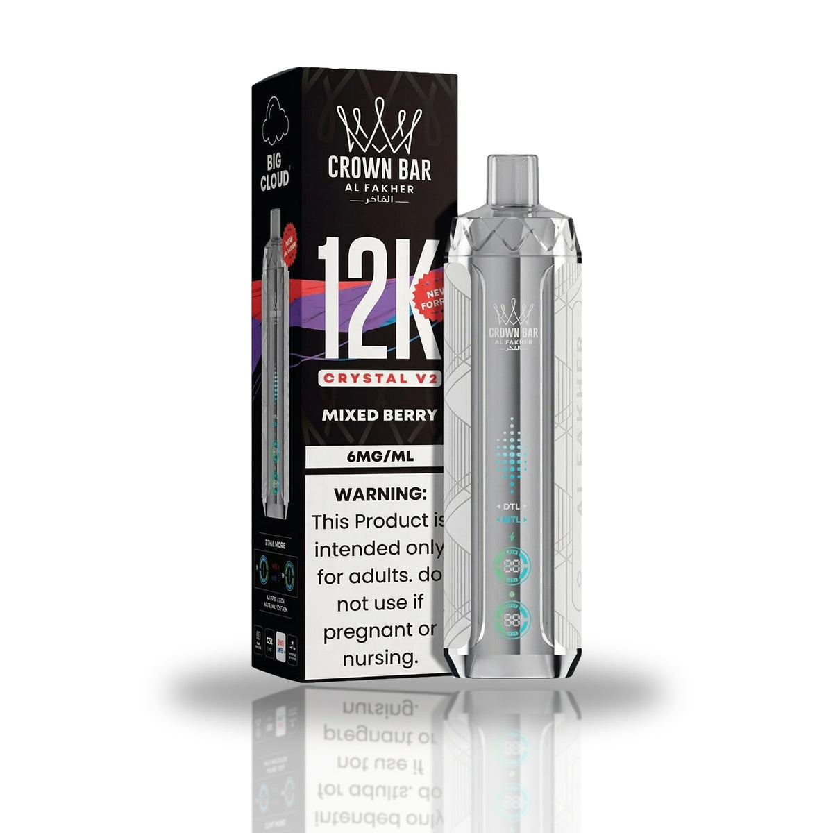 Crown Bar Al Fakher 12K Crystal V2 Disposable Vape — Mixed Berry
