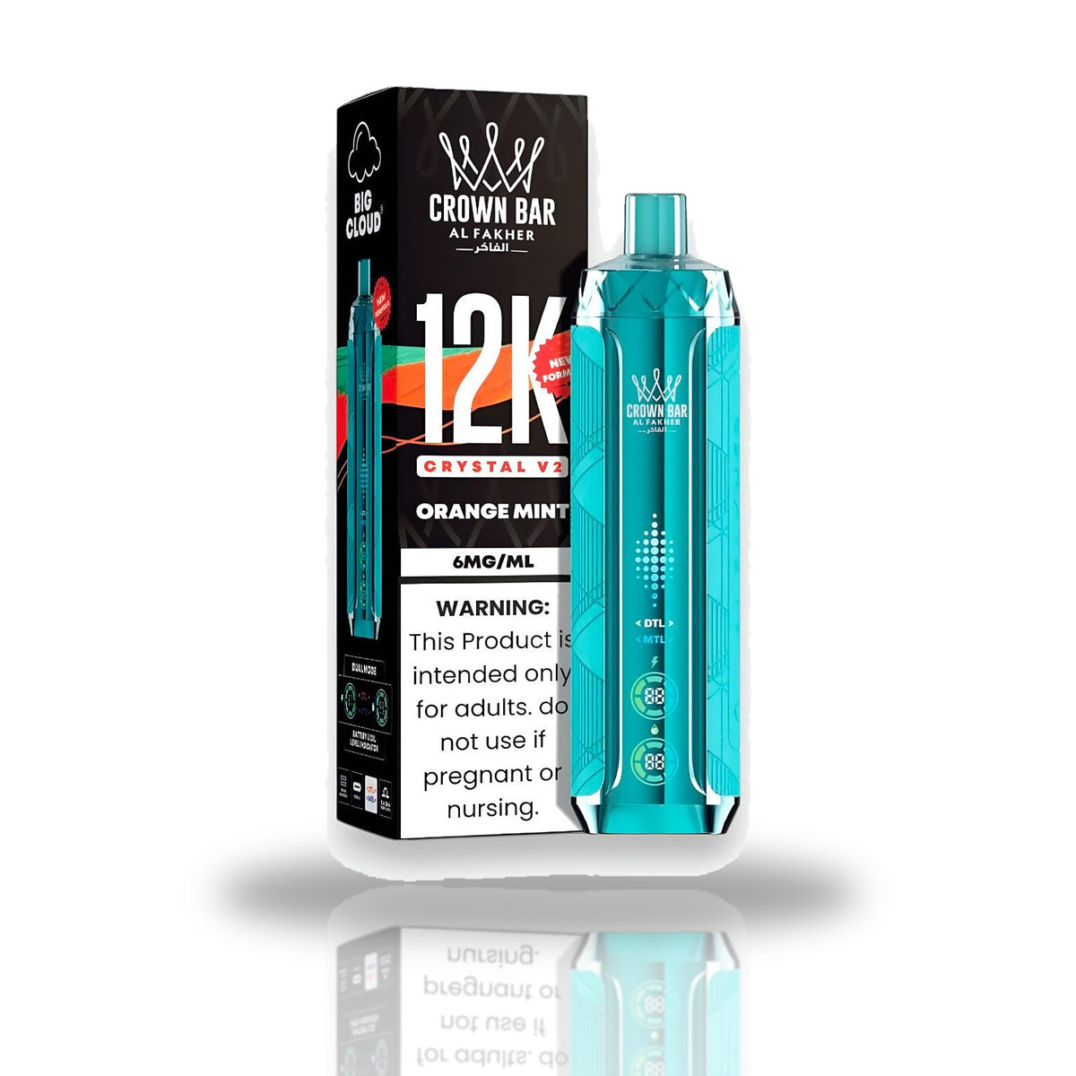 Crown Bar Al Fakher 12K Crystal V2 Disposable Vape — Orange Mint