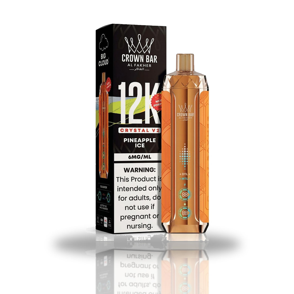 Crown Bar Al Fakher 12K Crystal V2 Disposable Vape — Pineapple Ice