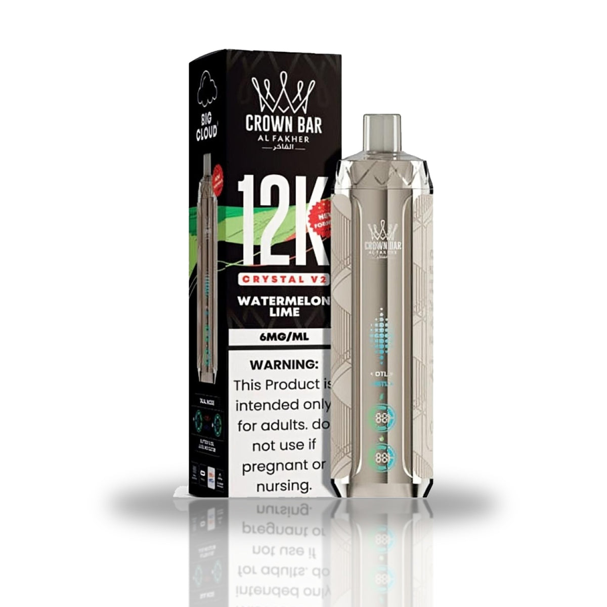 Crown Bar Al Fakher 12K Crystal V2 Disposable Vape — Watermelon Lime