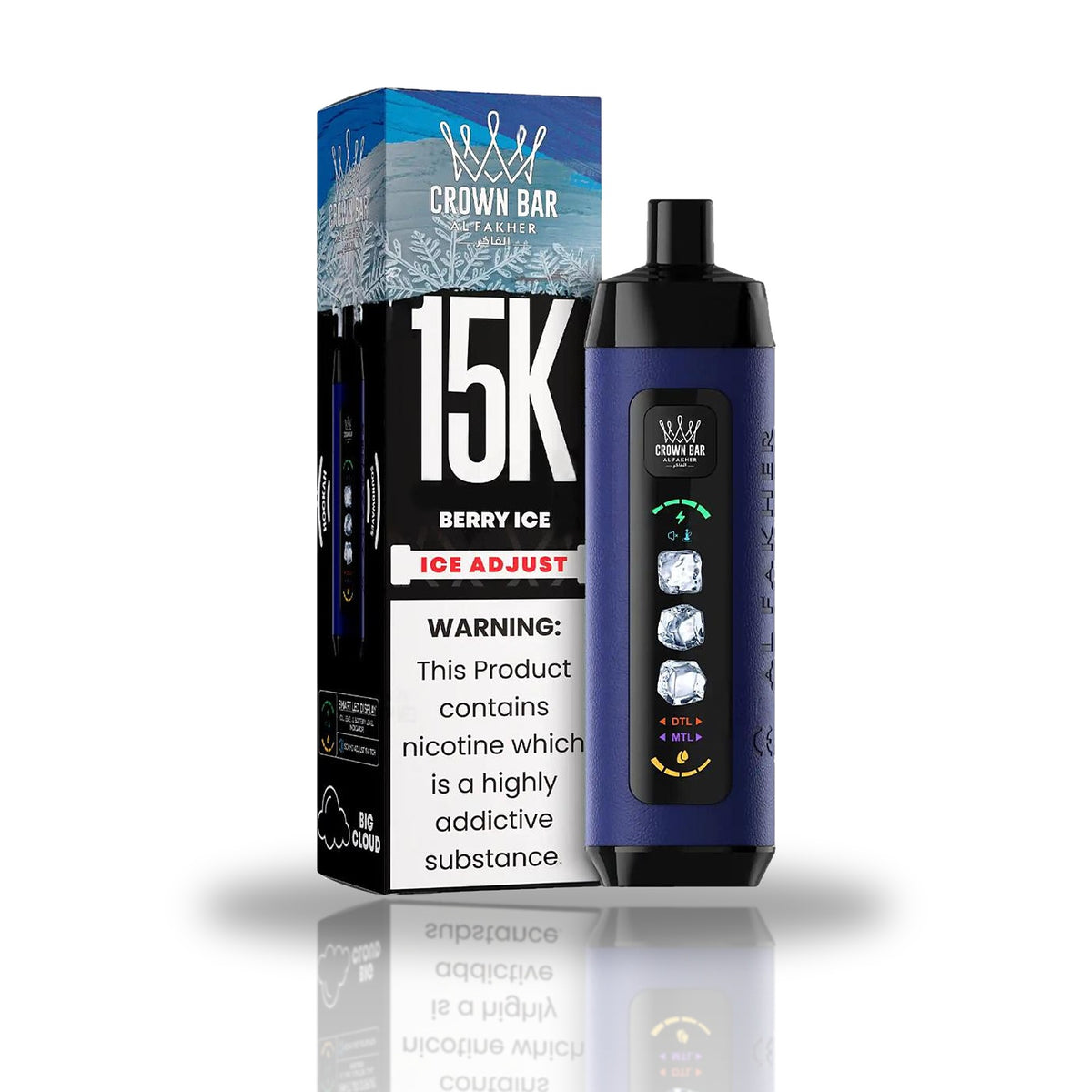 Crown Bar Al Fakher 15K Ice Adjust Disposable Vape — Berry Ice