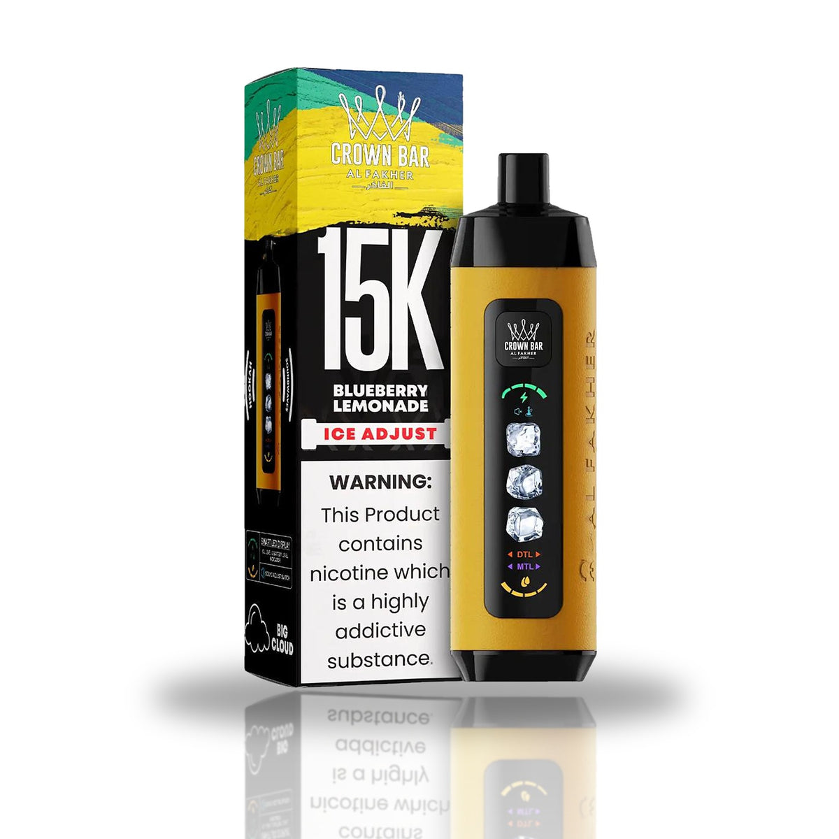 Crown Bar Al Fakher 15K Ice Adjust Disposable Vape — Blueberry Lemonade