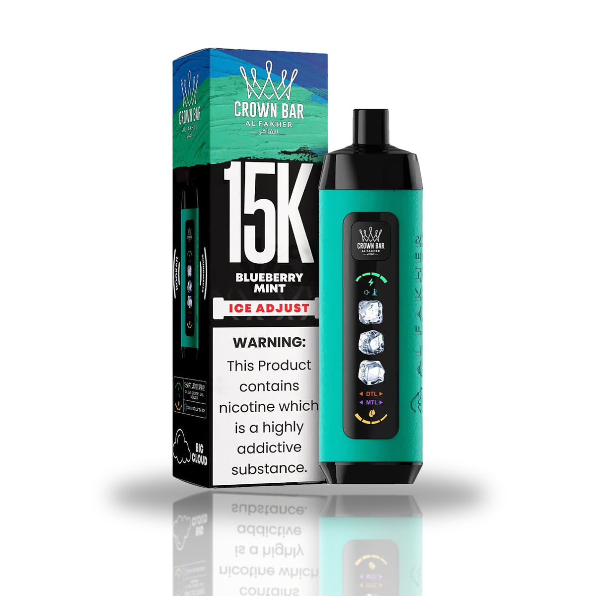 Crown Bar Al Fakher 15K Ice Adjust Disposable Vape — Blueberry Mint