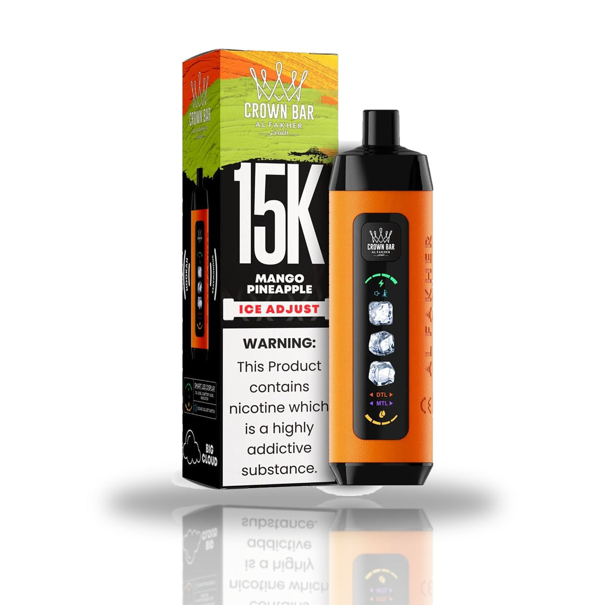 Crown Bar Al Fakher 15K Ice Adjust Disposable Vape — Mango Pineapple