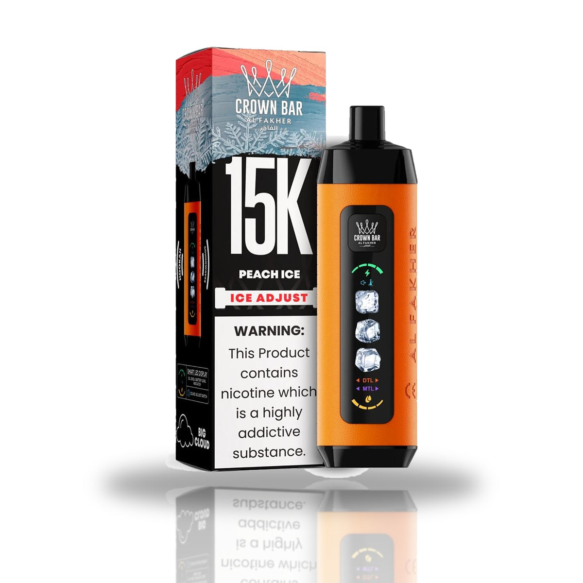 Crown Bar Al Fakher 15K Ice Adjust Disposable Vape — Peach Ice