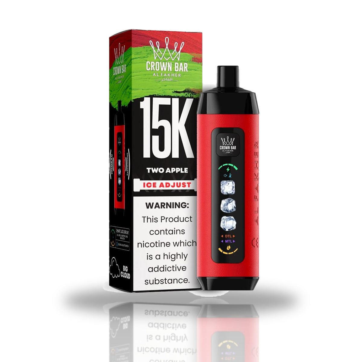 Crown Bar Al Fakher 15K Ice Adjust Disposable Vape — Two Apple