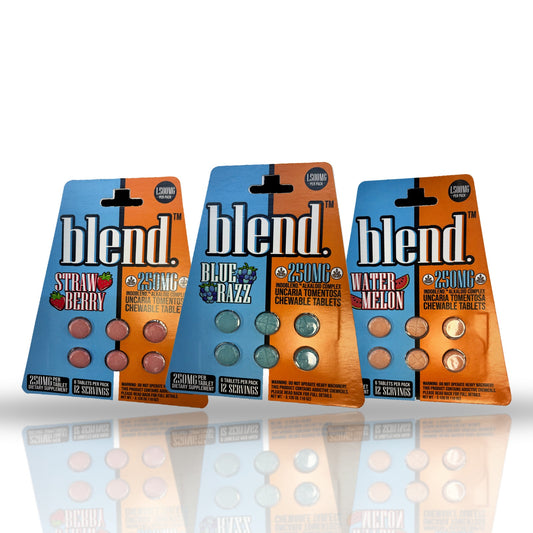 Blend 250MG chewable tablets 6ct cards - Strawberry, Blue Razz, Watermelon