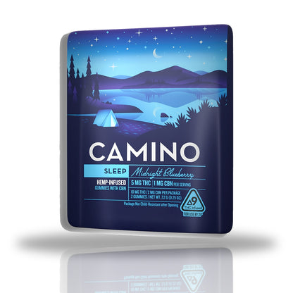Camino hemp-infused Delta-9 gummies 2ct pouch — Midnight Blueberry Sleep (THC+CBN)