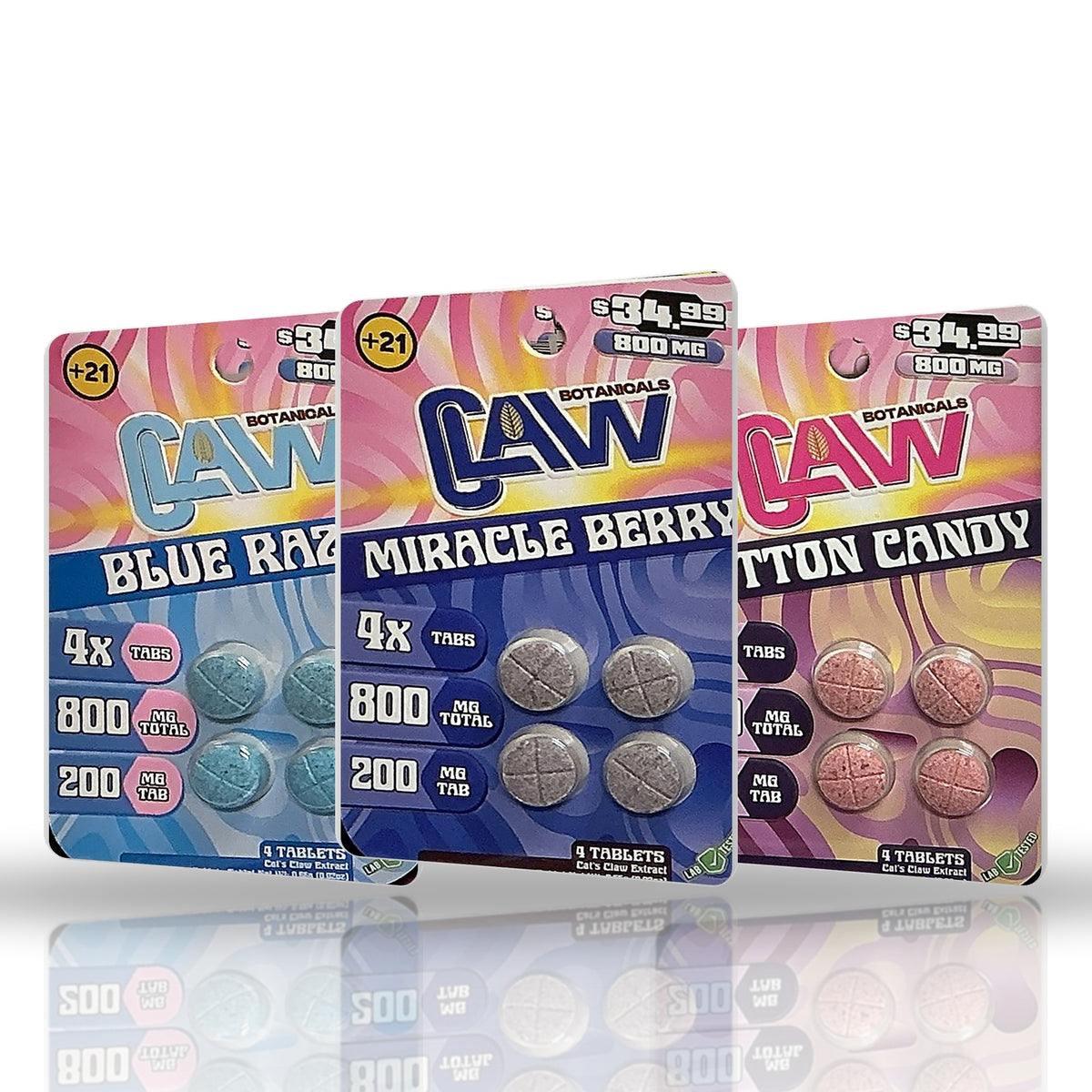 Claw Botanicals 800MG cat's claw tablets 4ct blister card — all flavors