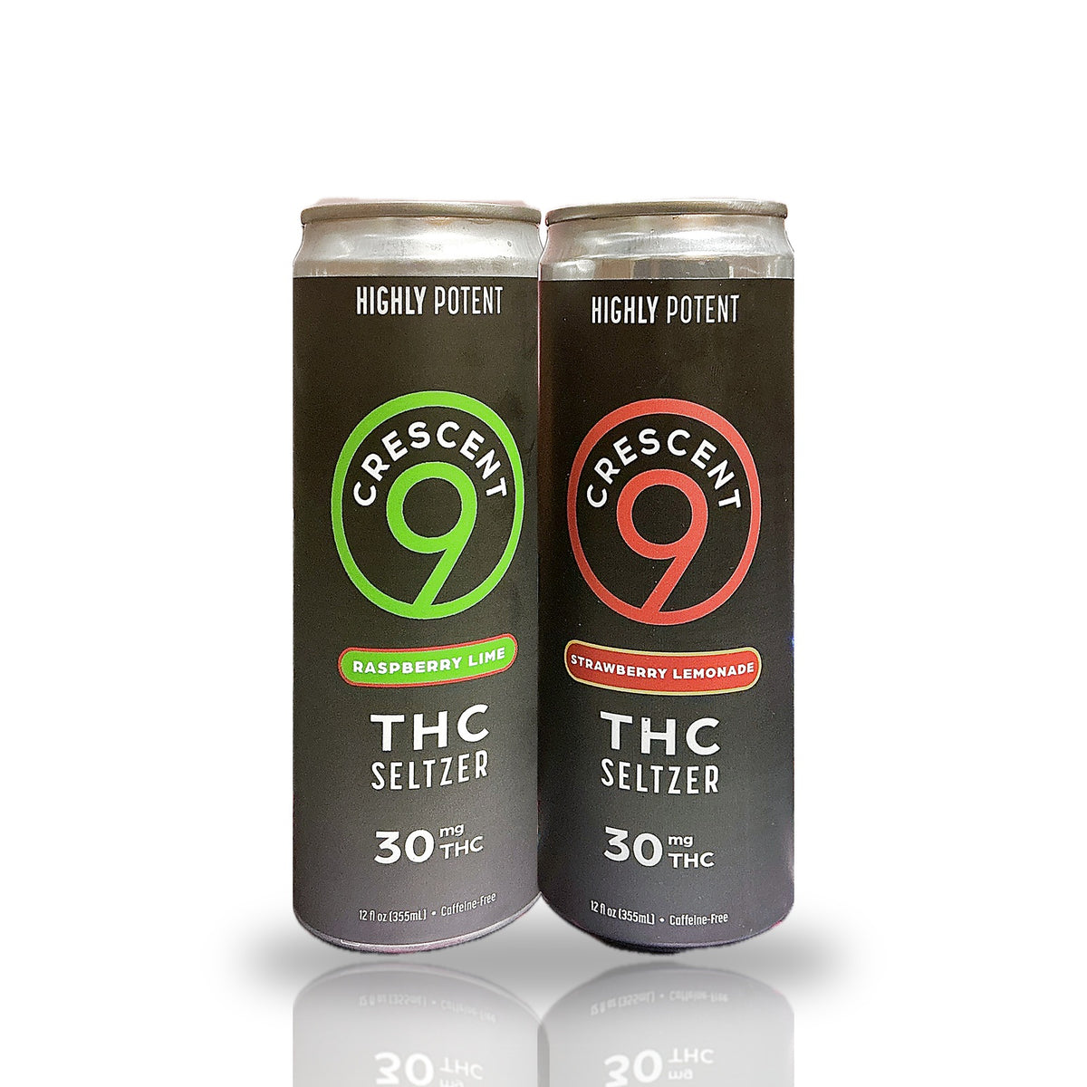 Crescent 9 THC Seltzer 30MG THC — Raspberry Lime and Strawberry Lemonade 12oz cans
