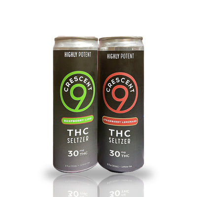 Crescent 9 THC Seltzer 30MG THC — Raspberry Lime and Strawberry Lemonade 12oz cans
