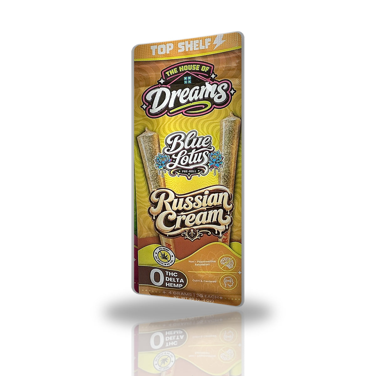 House of Dreams Russian Cream Top Shelf blue lotus pre-rolls 2ct pouch