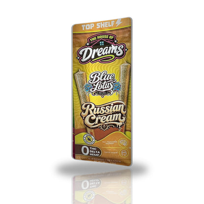 House of Dreams Russian Cream Top Shelf blue lotus pre-rolls 2ct pouch