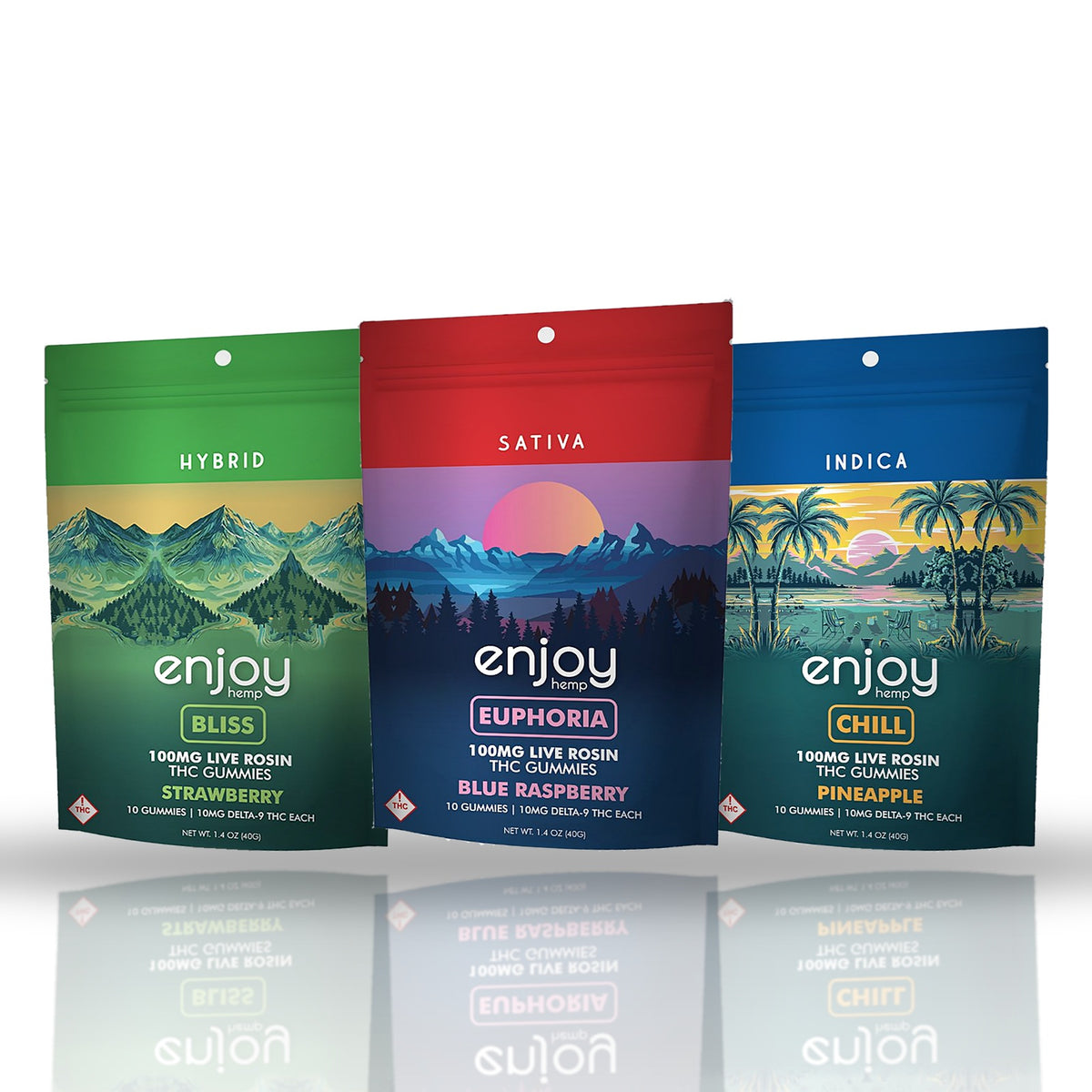 Enjoy Hemp 100MG live rosin THC gummies 10ct pouch — all options