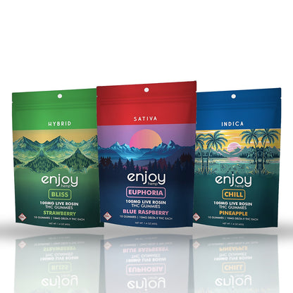 Enjoy Hemp 100MG live rosin THC gummies 10ct pouch — all options