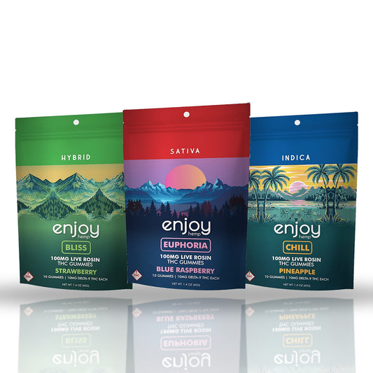 Enjoy Hemp 100MG live rosin THC gummies 10ct pouch — all options