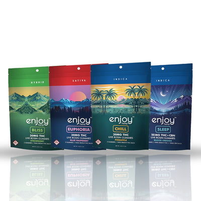 Enjoy Hemp live rosin gummies 2pk pouches — Bliss, Euphoria, Chill and Sleep